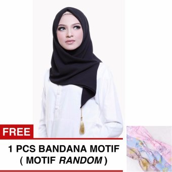 Cotton Bee Elsie Hijab Square - Midnight Black FREE Bandana Motif ( Motif Random )  