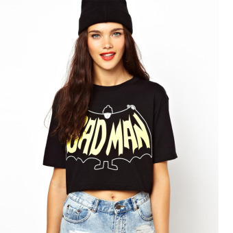 Crop Top Women Sexy T Shirt letter Batman print fashion Black Tops (Black) - Intl  