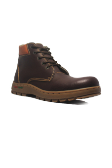 Cut Engineer Safety Boots Iron Composite Leather - Cokelat  