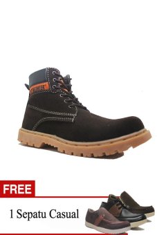 Cut Engineer Shoes High Top Safety Boots + Gratis 1 Sepatu  