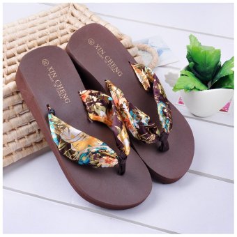 Cute 1x Pair Ladies Flip Flops Printing Coffee Sandals Thongs  