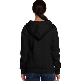 Cyber 2016 Casual Long Sleeve High Collar Solid Hooded Sweatshirt (Black)  