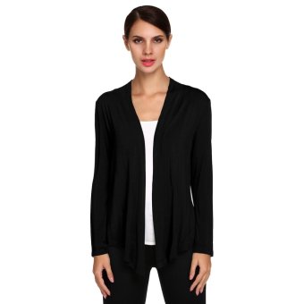 Cyber 2016 Women Casual Light Weight Open Front Cardigan Knitted Sweater (Black)  