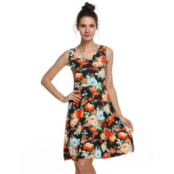 Cyber ACEVOG Women Casual Fit and Floral Sleeveless Dress Sundress  