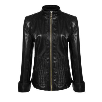 Cyber ANGVNS Quilted Biker Coat Jacket (Black) (Intl)  