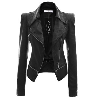 Cyber ANGVNS Stylish Ladies Women's Faux Leather Power Shoulder Coat Jacket  