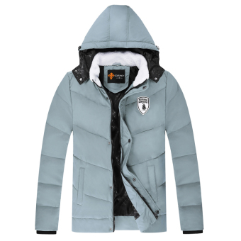 Cyber COOFANDY Men Winter Fashion Casual Hooded Long Sleeve Solid Thick Wadded Padded Jacket (Light Blue)  
