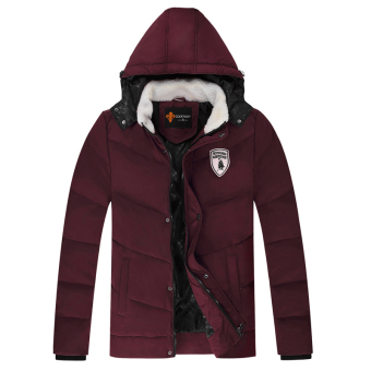 Cyber COOFANDY Men Winter Fashion Casual Hooded Long Sleeve Solid Thick Wadded Padded Jacket (Wine Red)  