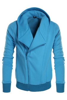 Cyber COOFANDY Men's Casual Long Sleeve Hooded Side Zip Hoodies Coat With Fleece (Blue)  