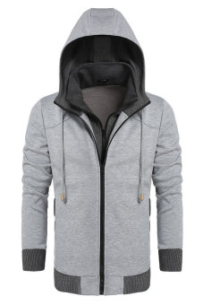 Cyber Coofandy Men's Warm Hooded Slim Pullover Coat Hoodies (Grey) (Intl)  