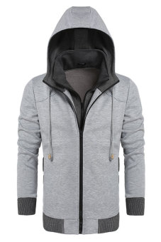 Cyber Coofandy Men's Warm Hooded Slim Pullover Hoodies (Grey)  