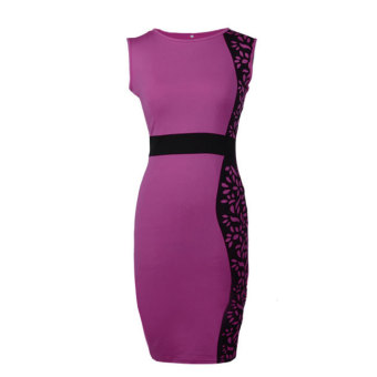 Cyber Elegant Sexy Women Bodycon Mini Slim Sleeveless Dress Party Evening Dress (Purple)  