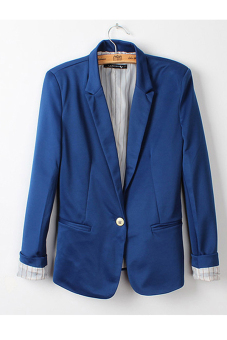 Cyber Fashion Women Candy Color Basic Coat Slim Blazer Blue  