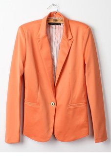 Cyber Fashion Women Candy Color Basic Coat Slim Blazer Orange  