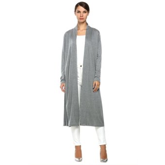 Cyber Meaneor Spring/ Autumn Women Casual Loose Long Sleeve Open Front Long Cardigan Coat (Grey)  