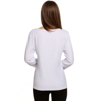 Cyber Meaneor Stylish Ladies Women Casual V-neck Long Sleeve Single-breasted Solid T-shirt(White)  