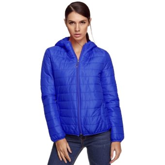 Cyber Meaneor Women Casual Solid Padded Coat Down Jacket Hoodie Outerwear (Blue)  
