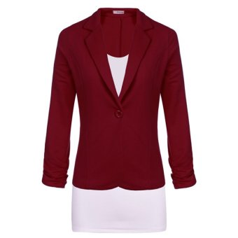 Cyber Meaneor Women Casual Work Solid Candy Color Blazer(Dark Red)  