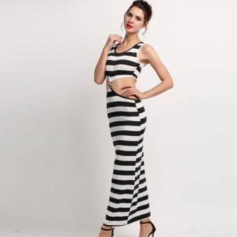 Cyber New Sexy Summer Boho Women Sundress Striped Bodycon Evening Party Dress Beach Long Dresses  