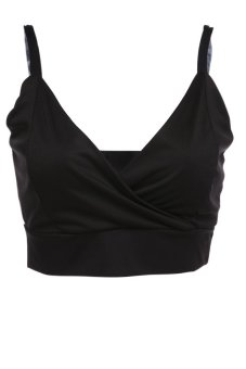 Cyber New Womens Ladies Plain Strappy Bra Crop Top Vest Tank Bralet Top S M L (Black)  