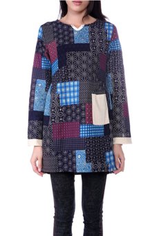 Cyber Printed Women Patchwork Loose Fit Dress ( Red )  