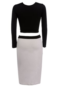 Cyber Stylish Women's Dress Set Long Sleeve Short Tops and Bodycon Half Skirt  