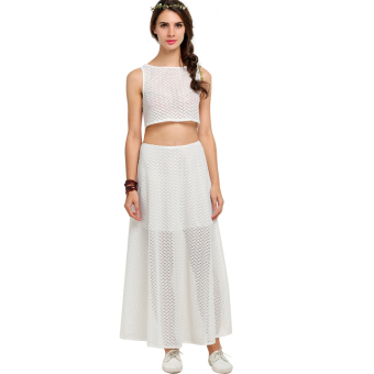 Cyber Women Lace Dress Set Crop TopAndMaxi Long Dress White (White) - intl  