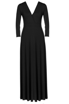 Cyber Women Plus Size Long Sleeve Formal Prom Ball Evening Party Long Maxi Dress Black  