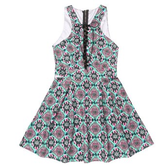 Cyber Women Sleeveless Bandage Floral Casual Mini Dress (Green) - intl  