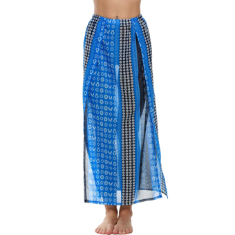 Cyber Zeagoo Summer Women Print Elastic Waist High Slit Maxi Long Beach Skirt - Intl - intl  