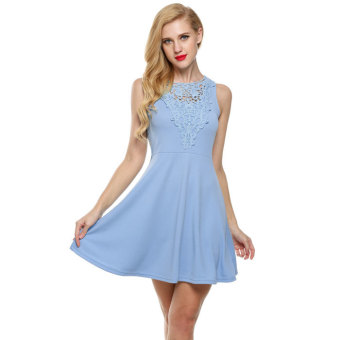 Cyber Zeagoo Women Casual Fit and Flare A-Line Sleeveless Pleated Little Cocktail Party Dress(blue)  