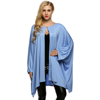 Cyber Zeagoo Women Casual Loose Batwing Long Sleeve Solid Outerwear ( Blue )  