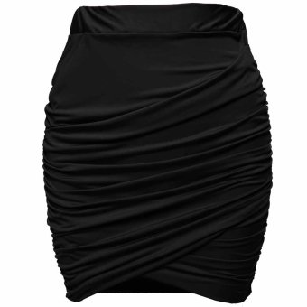 Cyber Zeagoo Women Elastic Waist Slim Fit Stretch Ruched Short Mini Pencil Skirt (Black)  