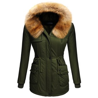 Cyber Zeagoo Women Winter Warm Faux Fur Hooded Casual Slim Zip Coat With Fleece Lined (Green)  