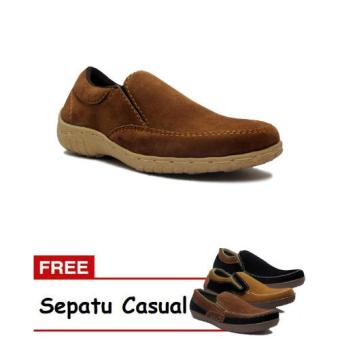 D-Island Shoes Slip On Chukka Suede Leather Soft Brown + Sepatu Casual  
