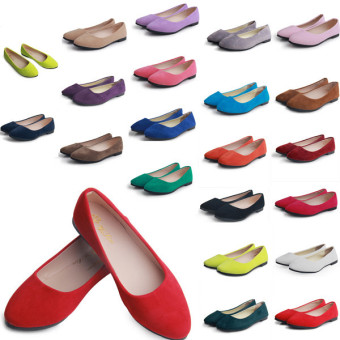 D66 New Women Flats Slippers Candy Colors Lady Ballerina Microsuede Casual Shoes Color Pink  