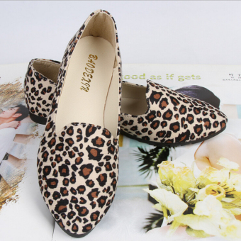 D84 New Women's Fashion Flats Nurse Beige Leopard Slippers Lady Ballerina Casual Working Shoes - Intl  