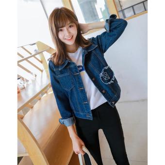 Dark Blue Women Jacket Denim Jeans Jackets Casual Korean Womens Jacket Long Sleeve Coat Short Style Outwear Ladies Clothes - intl  