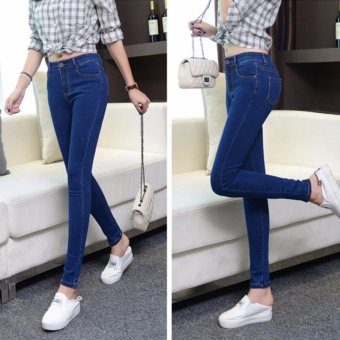 Deep Blue Conventional style Jeans Women's Feet Stretch Pencil Pants - intl  