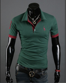 Deer embroidery short sleeved t-shirt Classic t-shirt hot explosion models(green)-intl  