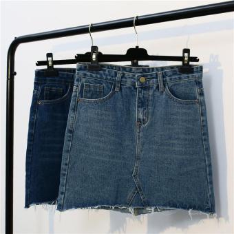 Denim skirt high waist A skirt Slim thin cowboy half skirt pack hip skirt female(light blue) - intl  