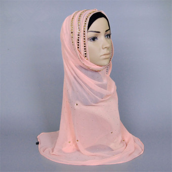 Diamond Head Cover For Women hijab moslim hats scarf hijab (Pink) - intl  