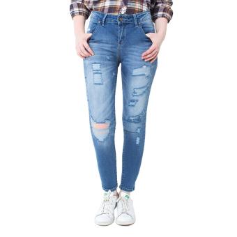 DocDenim Ladies Jeans Percy Ripped Super Slim Fit Biru  