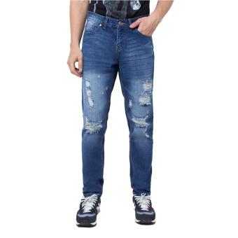 DocDenim Men Jeans Refuel Ripped Slim Fit - Biru  