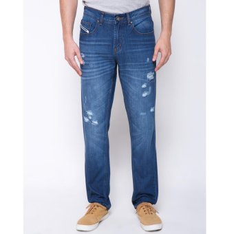 DocDenim Men's Jeans Hozzney Ripped Casual Long Pants - Biru  