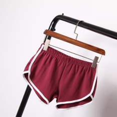 ... Eachgo Women Elastic Yoga Short Pant White Edge Quick Drying Running Sport Fitness Shorts Wine