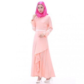 EGC Muslim Irregular long dress 017(Pink)  