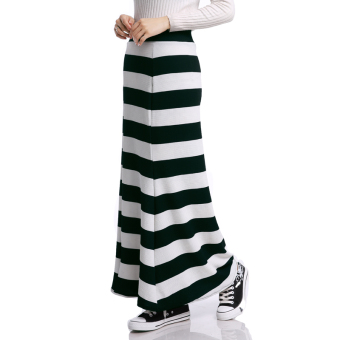 EGC Muslim long skirt stripes skirts(Dark Green)  