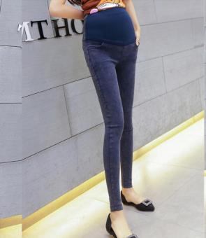 Elastic Waist 100% Cotton Maternity Jean Pants For Pregnant Women Legging Autumn Winter Trousers(blue) - intl  