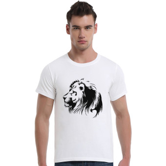Elegant Lion Cotton Soft Men Short T-Shirt (White)  